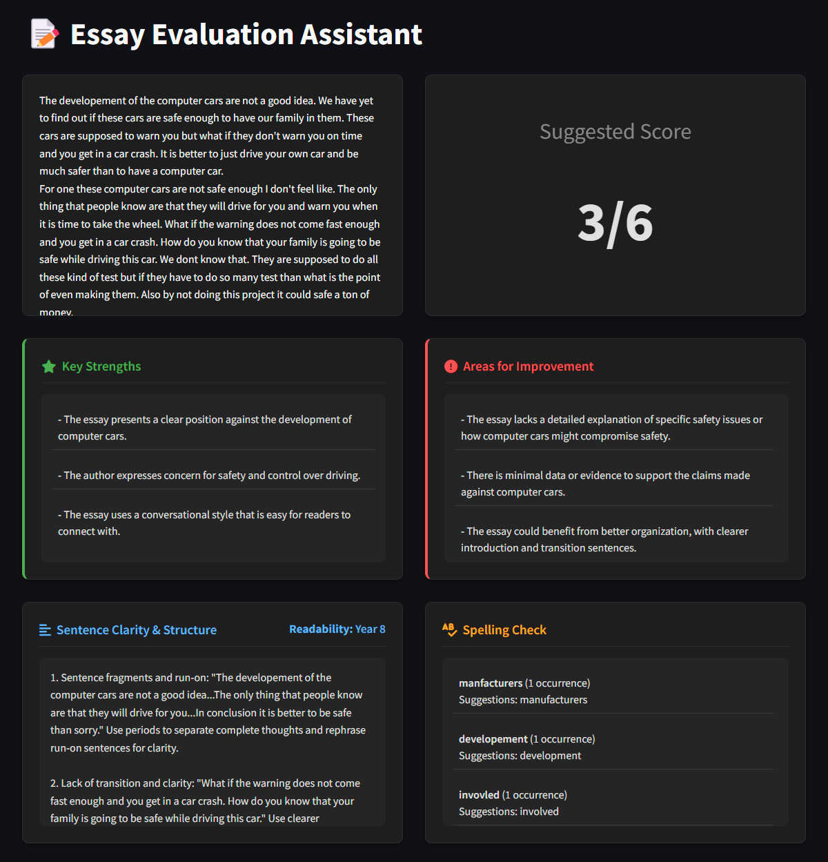 Essay Evaluator Overview